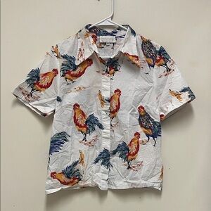 Corey Lynn Calter White Rooster Print Shirt